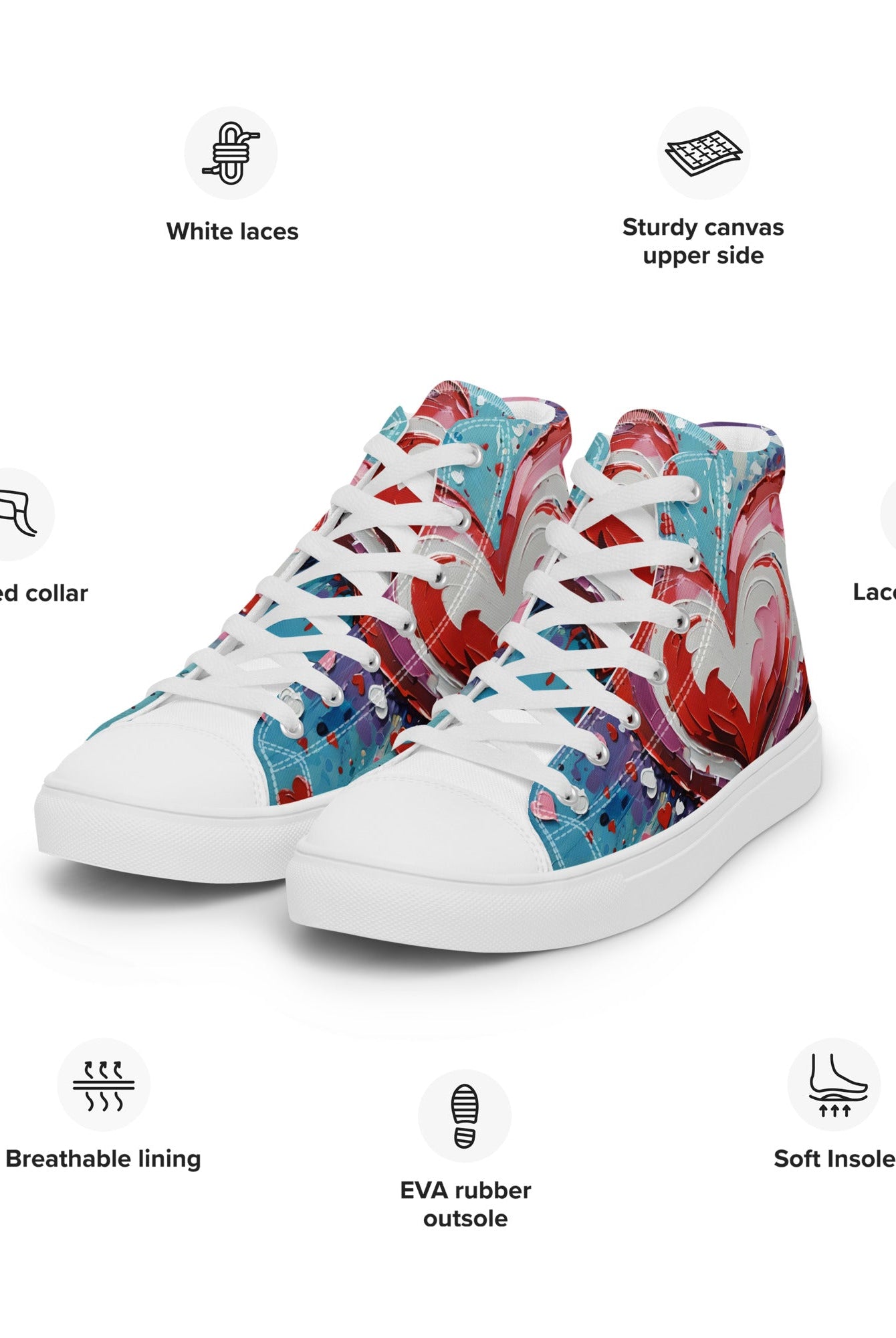 Women’s Acrylic Heart High Top's - Fuerza Athletics