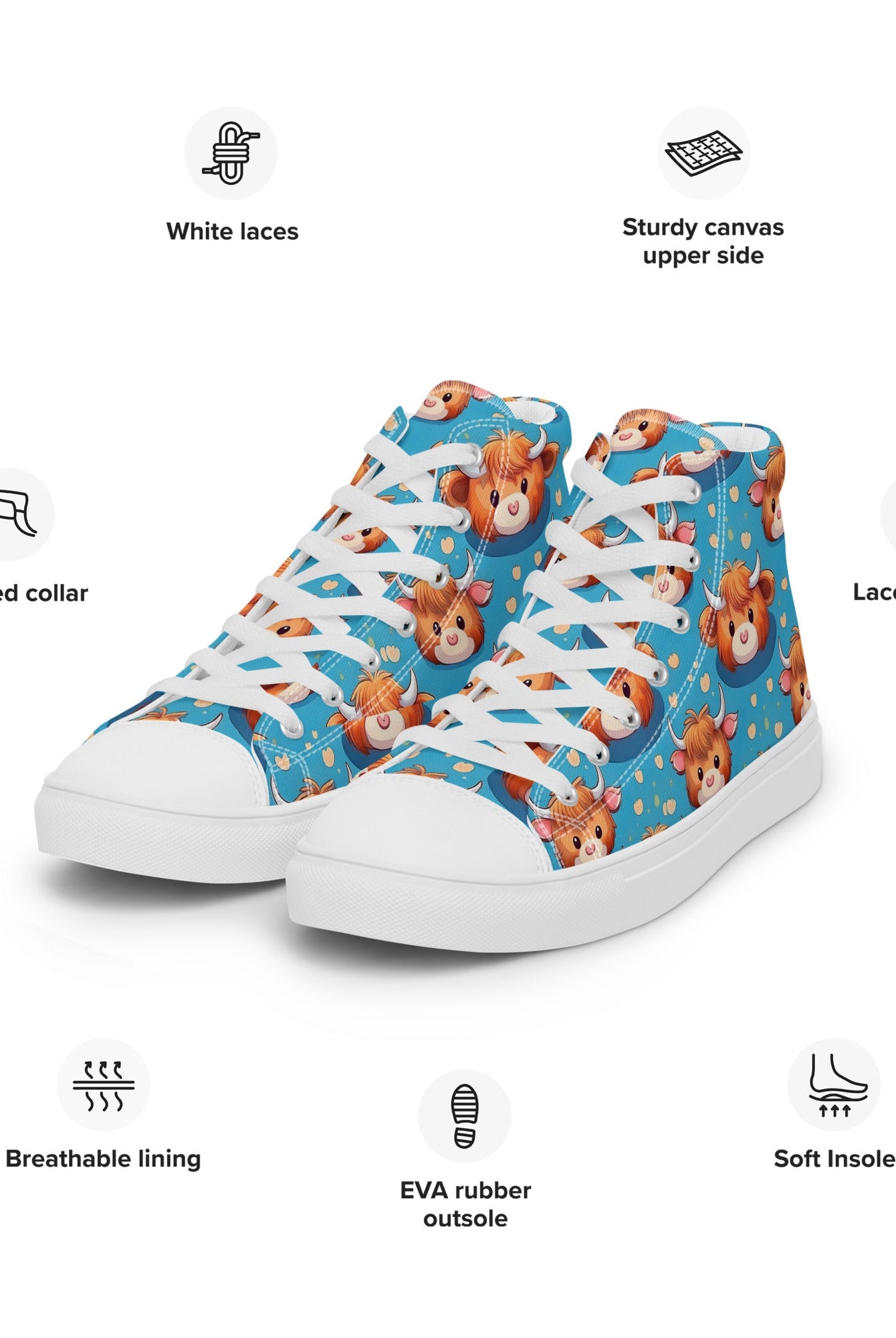 Women’s Highland Cow High Top - Fuerza Athletics