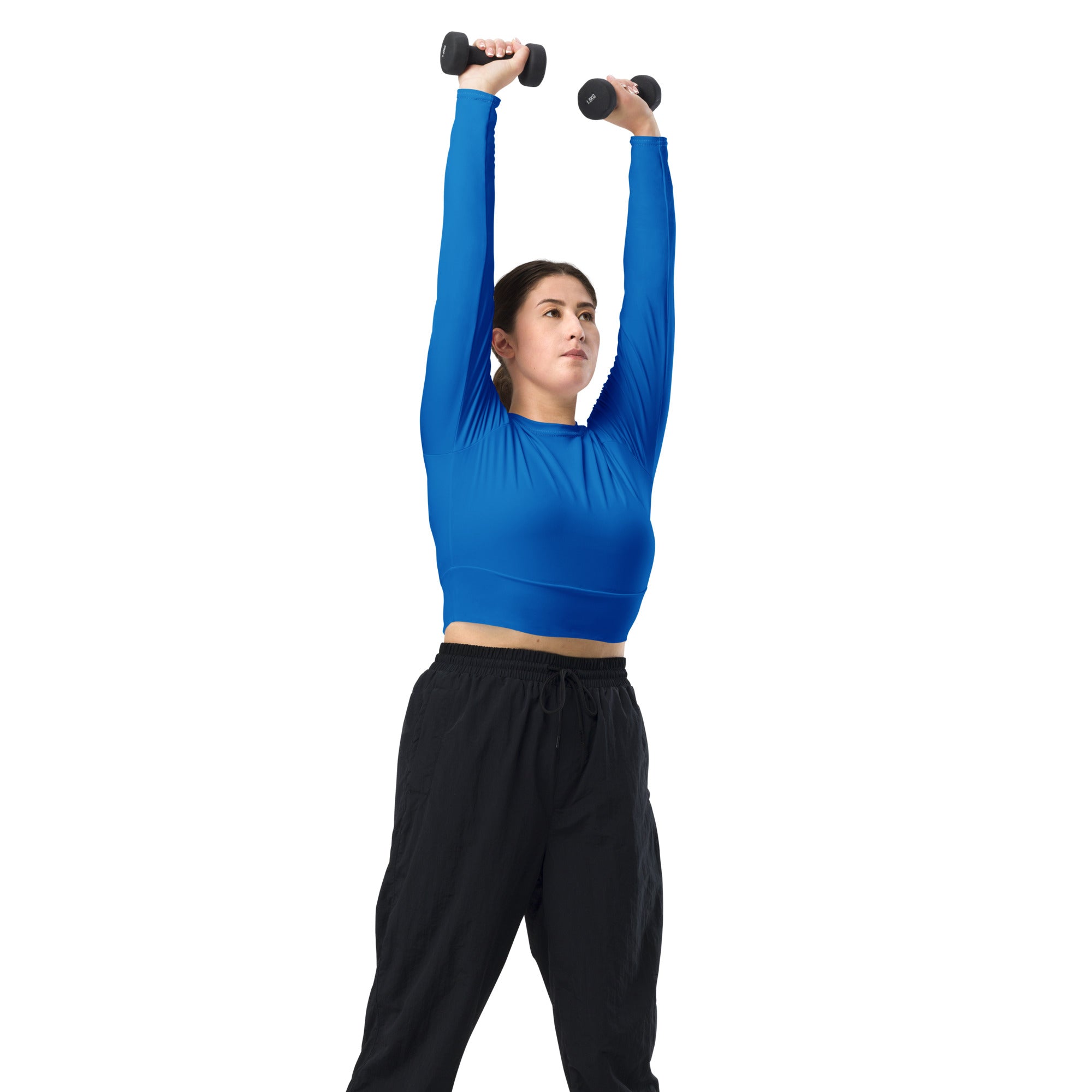 Blue Long Sleeve Crop Top - Fuerza Athletics