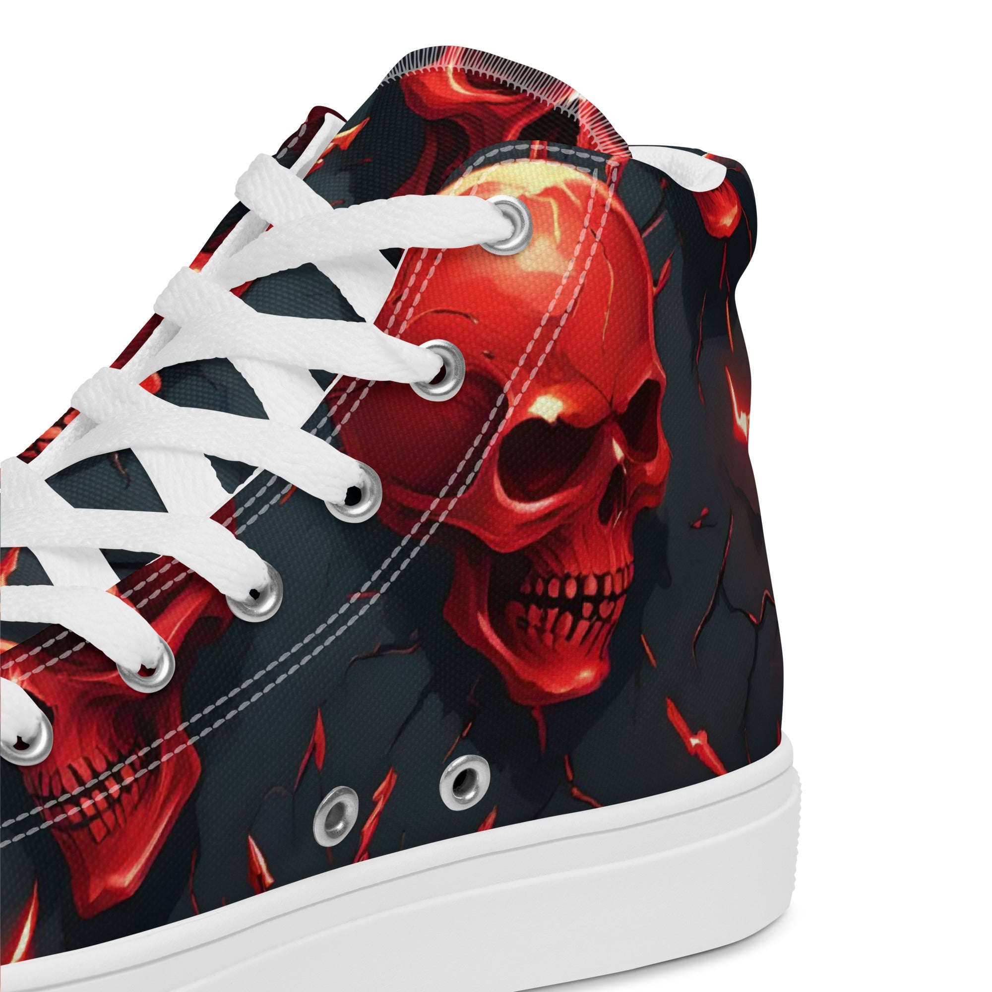 Skulls & Crossbones Men’s High Top Canvas Shoes, high quality Skull and Bones Hi Top Streetwear Sneakers