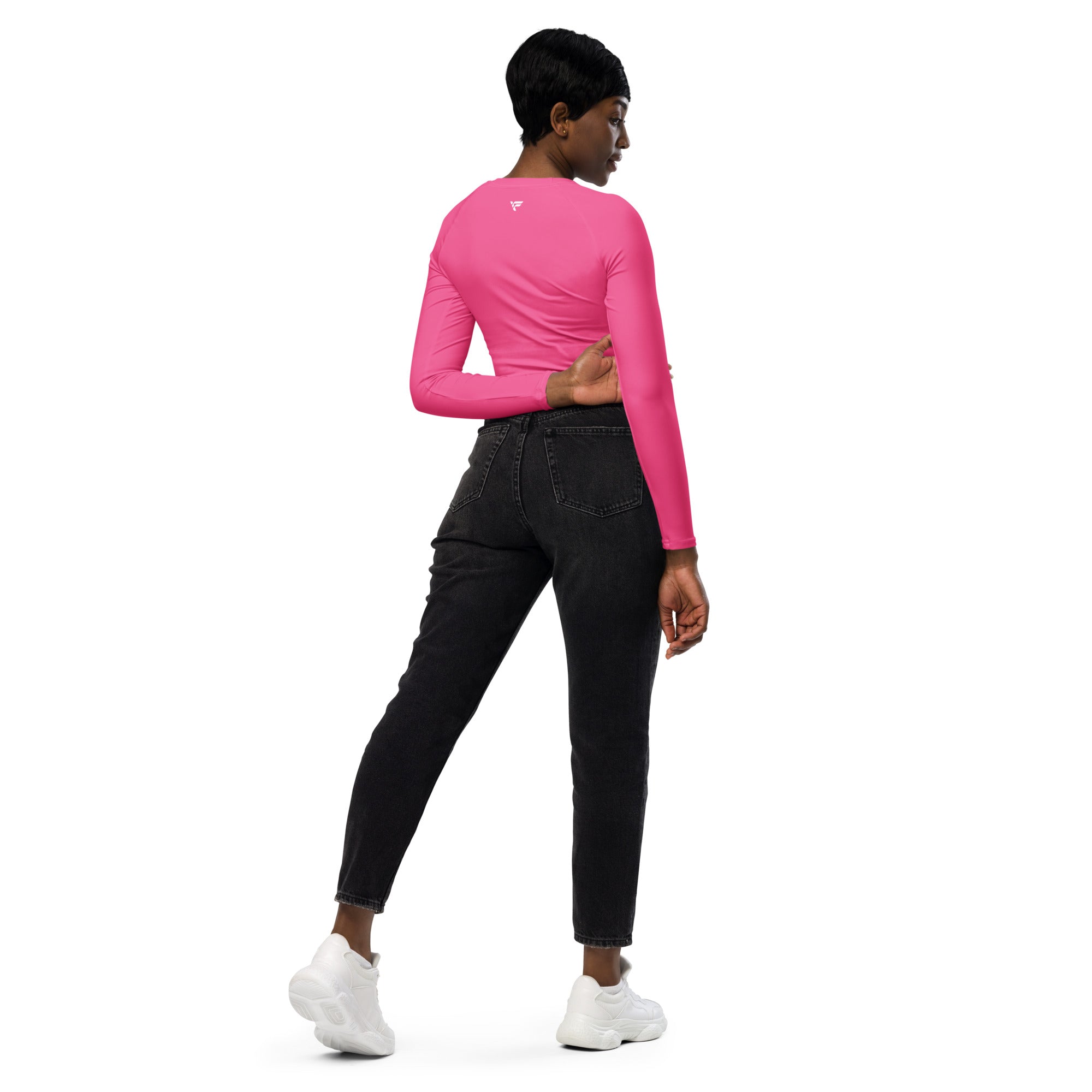 Pink Long Sleeve Crop Top - Fuerza Athletics