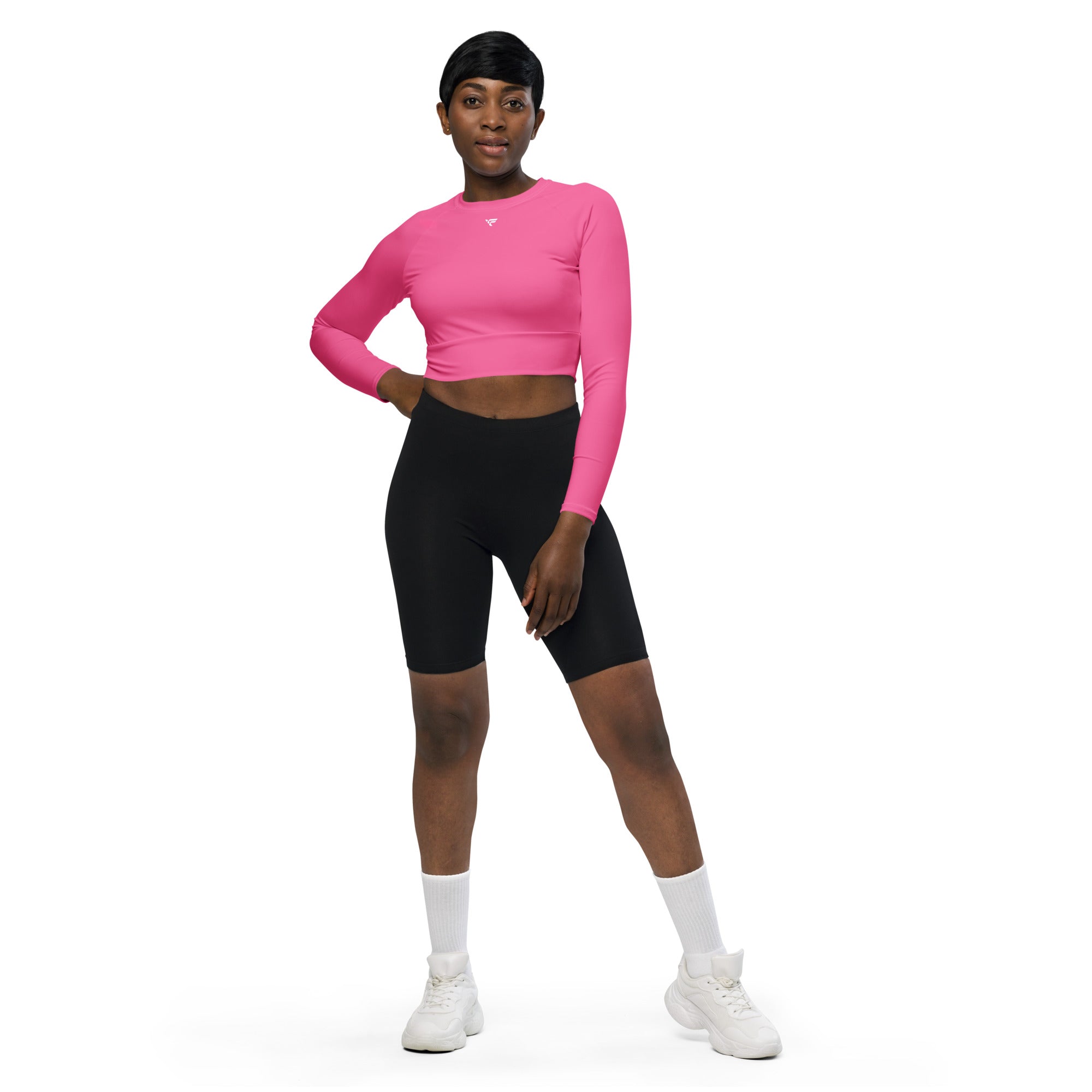 Pink Long Sleeve Crop Top - Fuerza Athletics