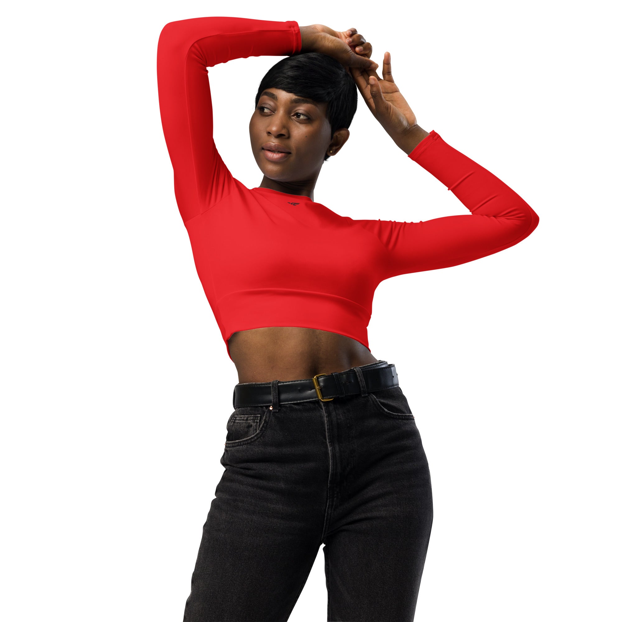 Red Long Sleeve Crop Top - Fuerza Athletics