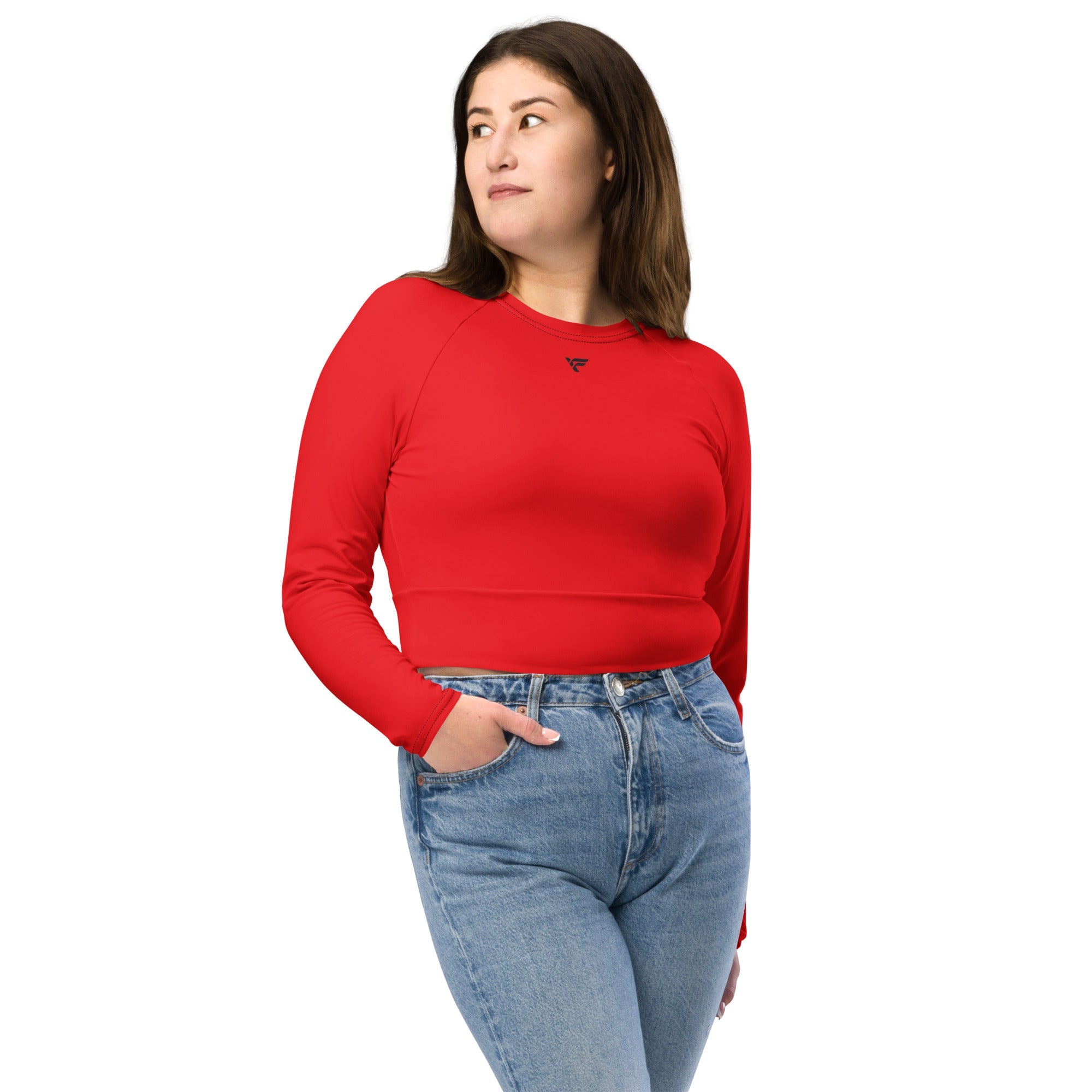 Red Long Sleeve Crop Top - Fuerza Athletics