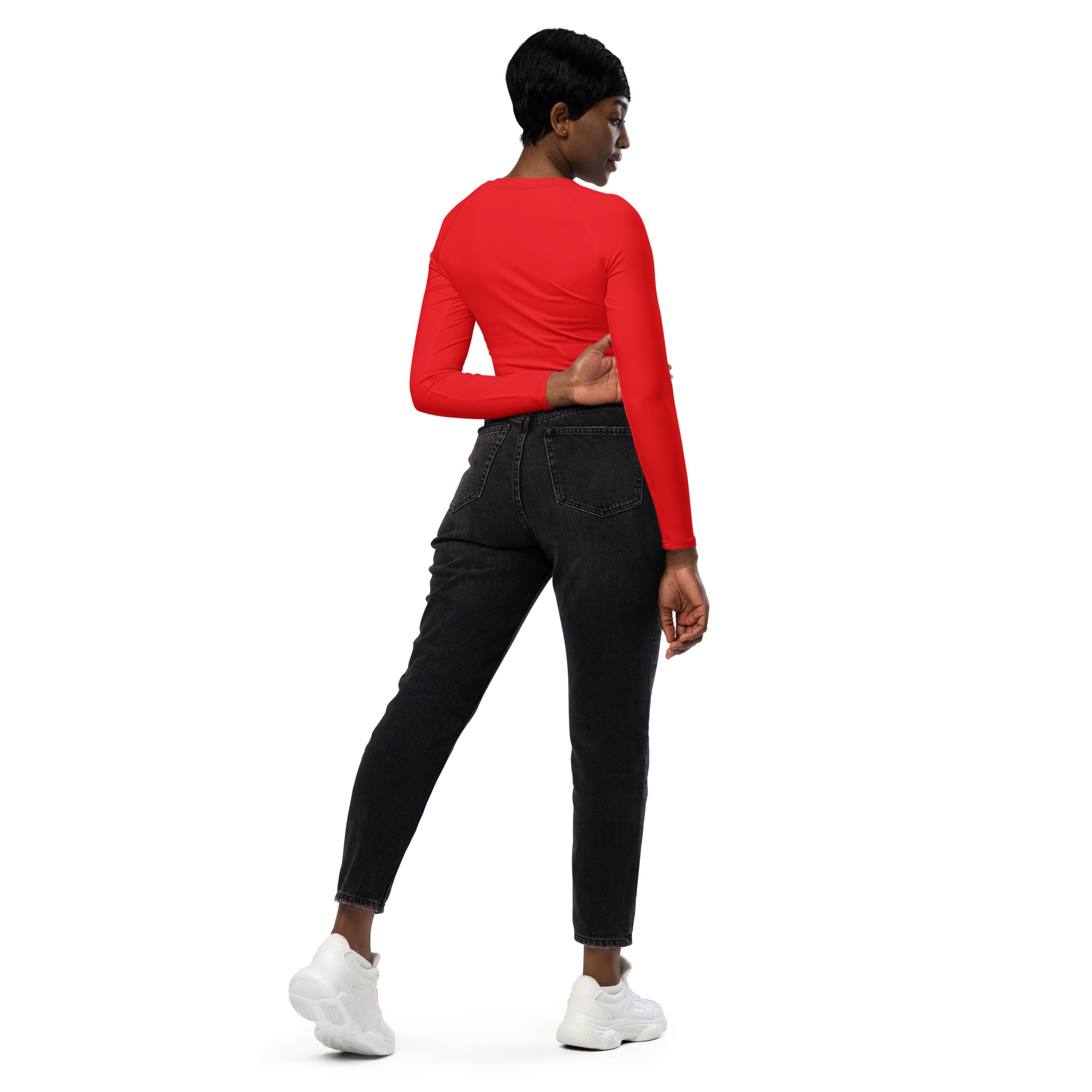 Red Long Sleeve Crop Top - Fuerza Athletics